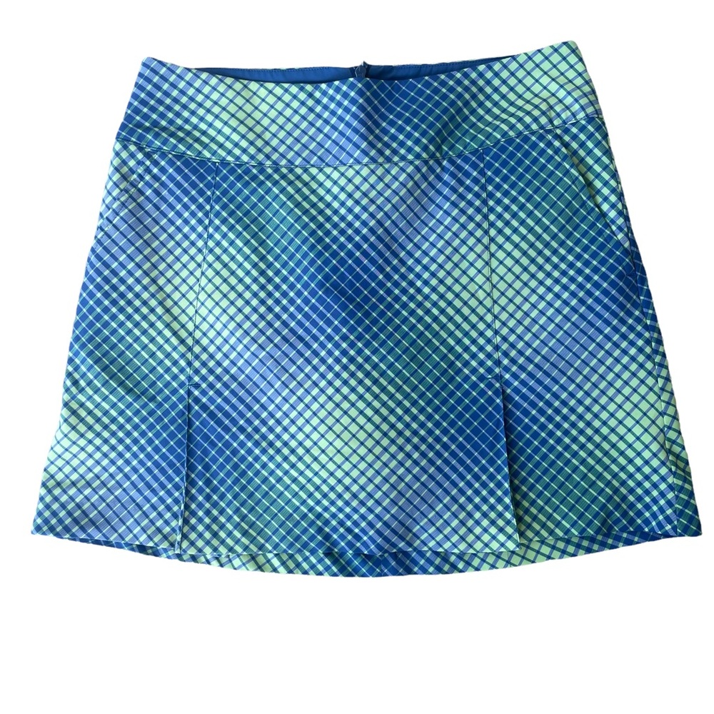 Nike Blue and Mint Plaid Golf Skort
